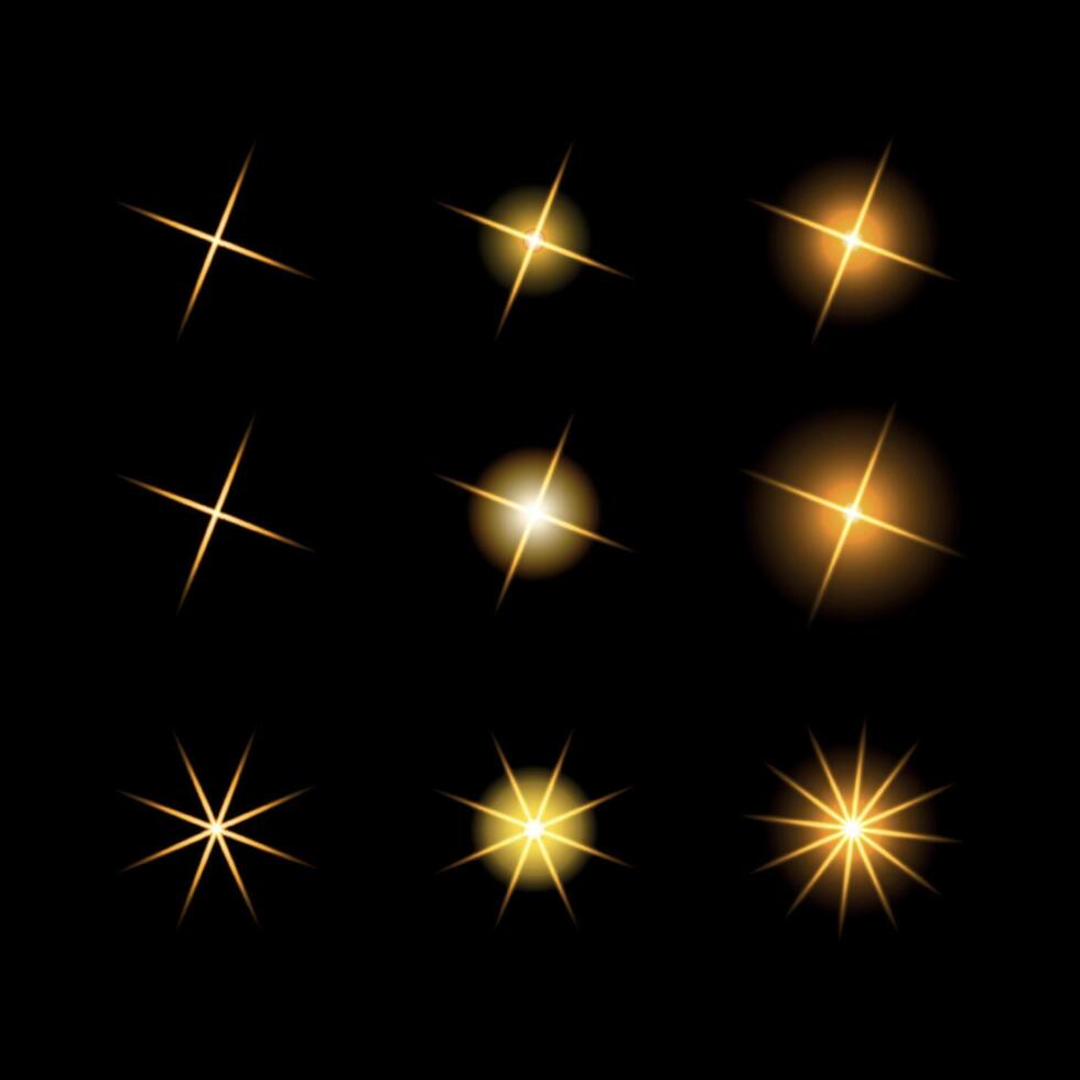 Set of sparkles. Bright flash of light, new star, bright sun for illustrations vector