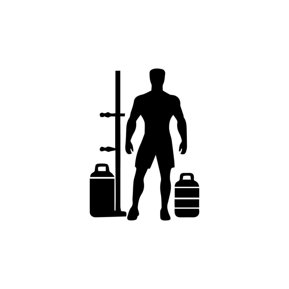 Powerful man graphic icons. Human body signs isolated on white background. Bodybuilding and fitness symbol vector