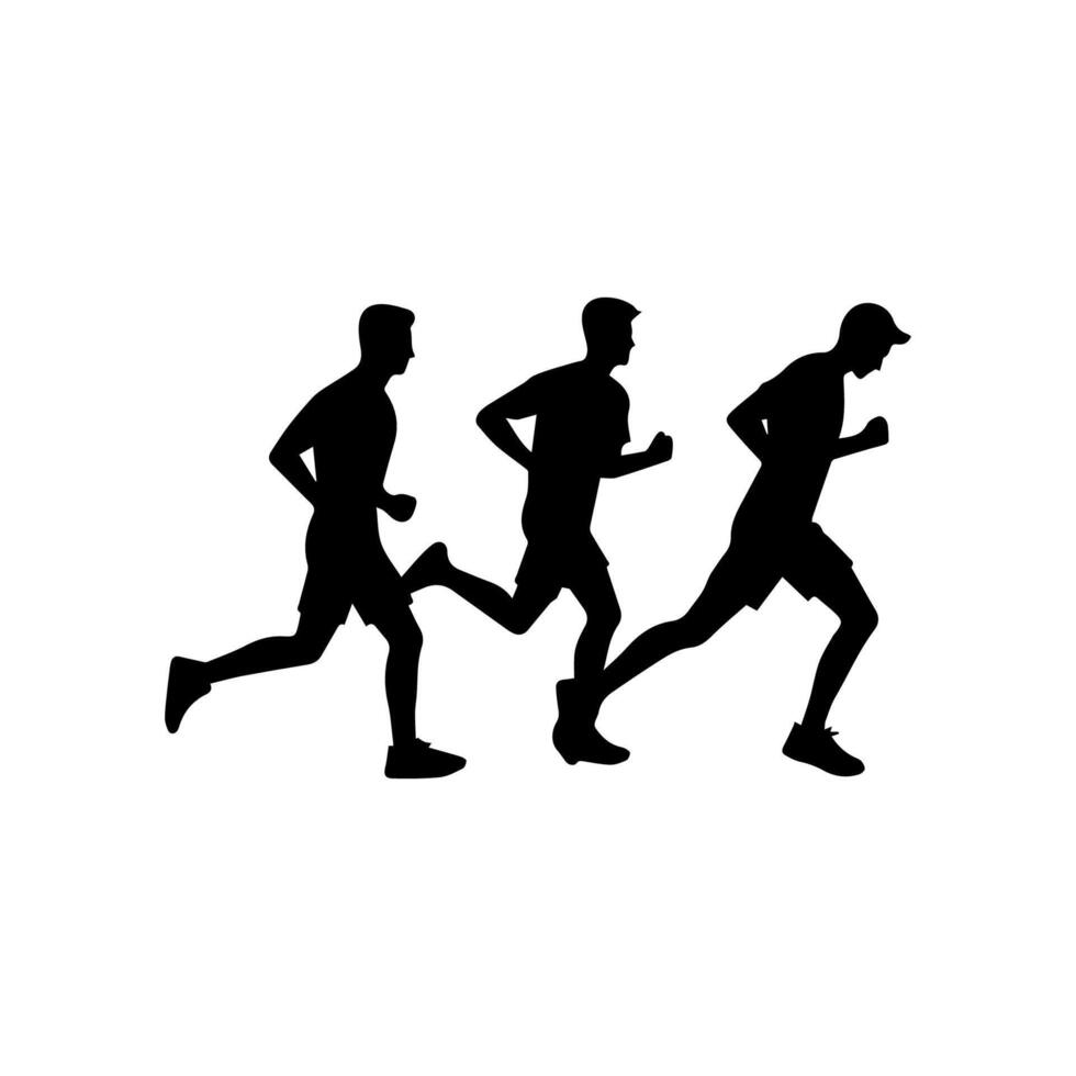 runner silhouette Sport activity icon sign or symbol. Athlete logo. Athletic sports. Jogging or sprinting guy. Marathon race. Speed concept. Runner figure vector