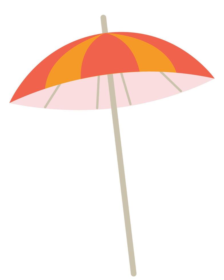 Illustration Beach Umbrella orange and yellow. Summertime relax. Isolated on white background illustration. Element for print, banner, card, brochure, logo. vector