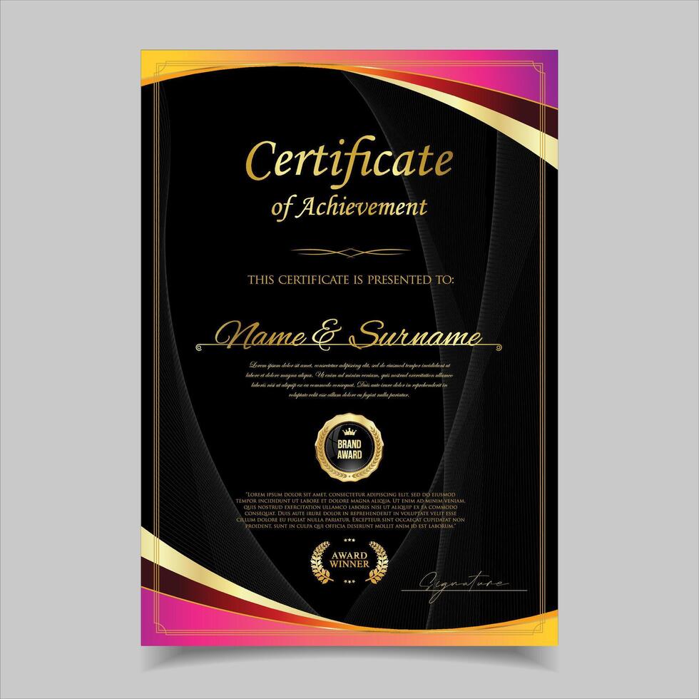 Certificate or diploma retro design template illustration vector