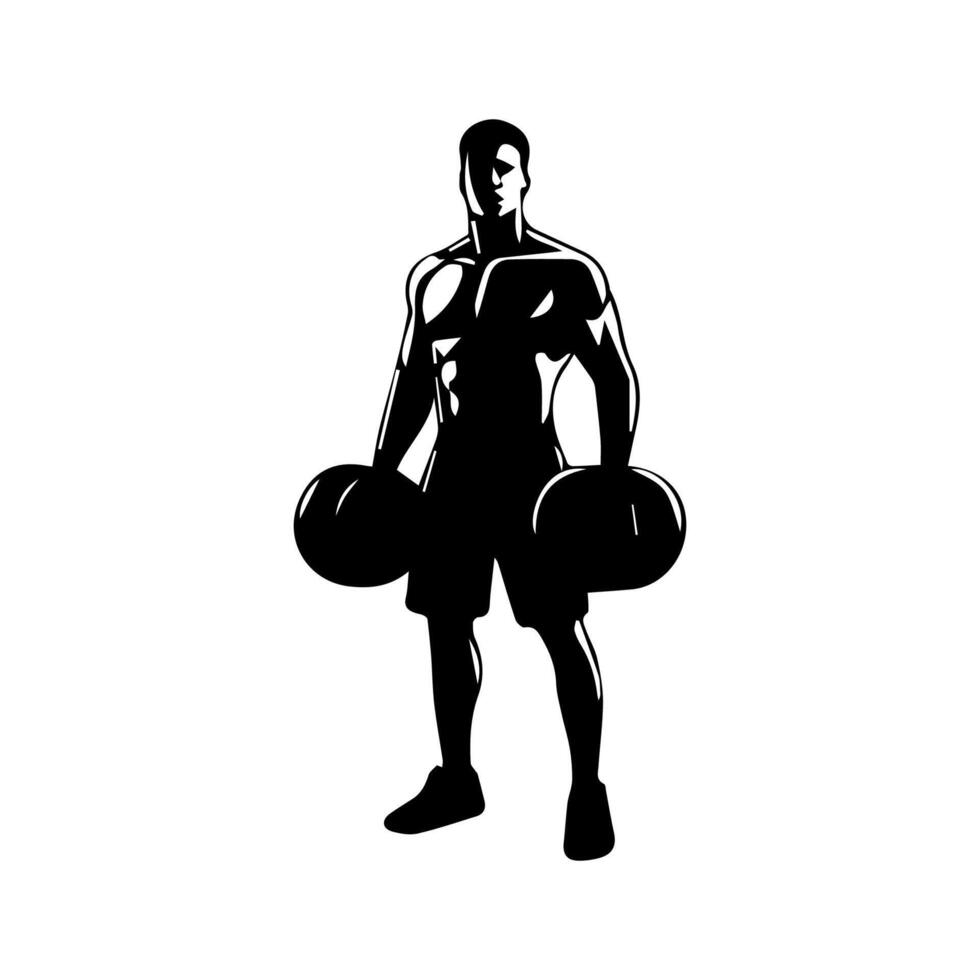 Powerful man graphic icons. Human body signs isolated on white background. Bodybuilding and fitness symbol vector