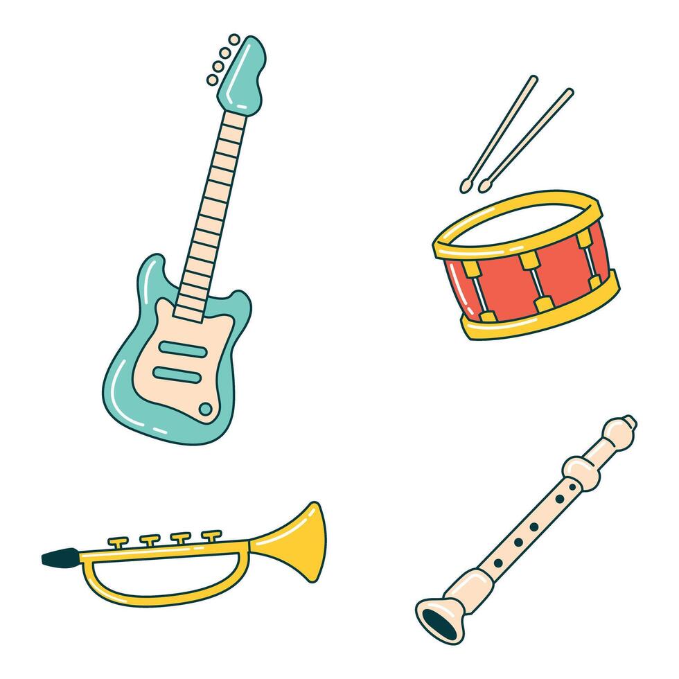 Music instrument icons, entertainment instrumentation collection vector