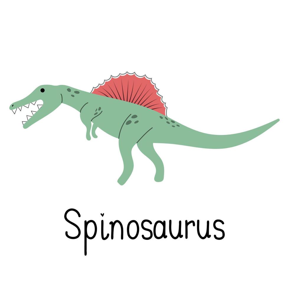 Cartoon hand drawn dino of Jurassic, lizard character. vector