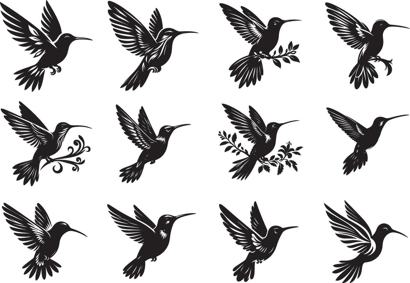 Hummingbird silhouette illustrator eps 10 vector