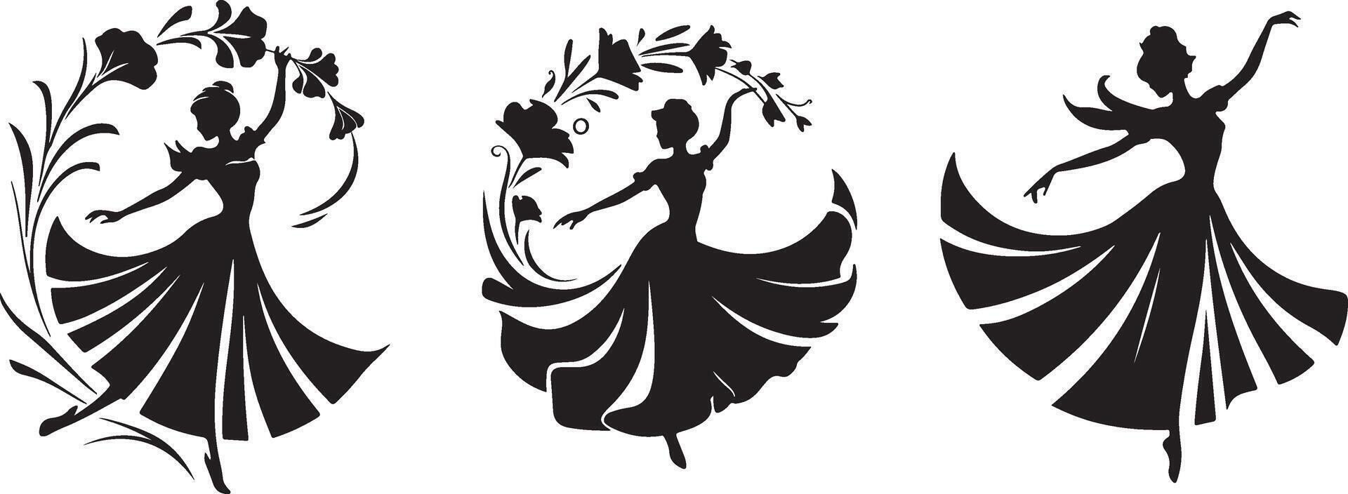 Set of woman dancing illustration eps 10 vector