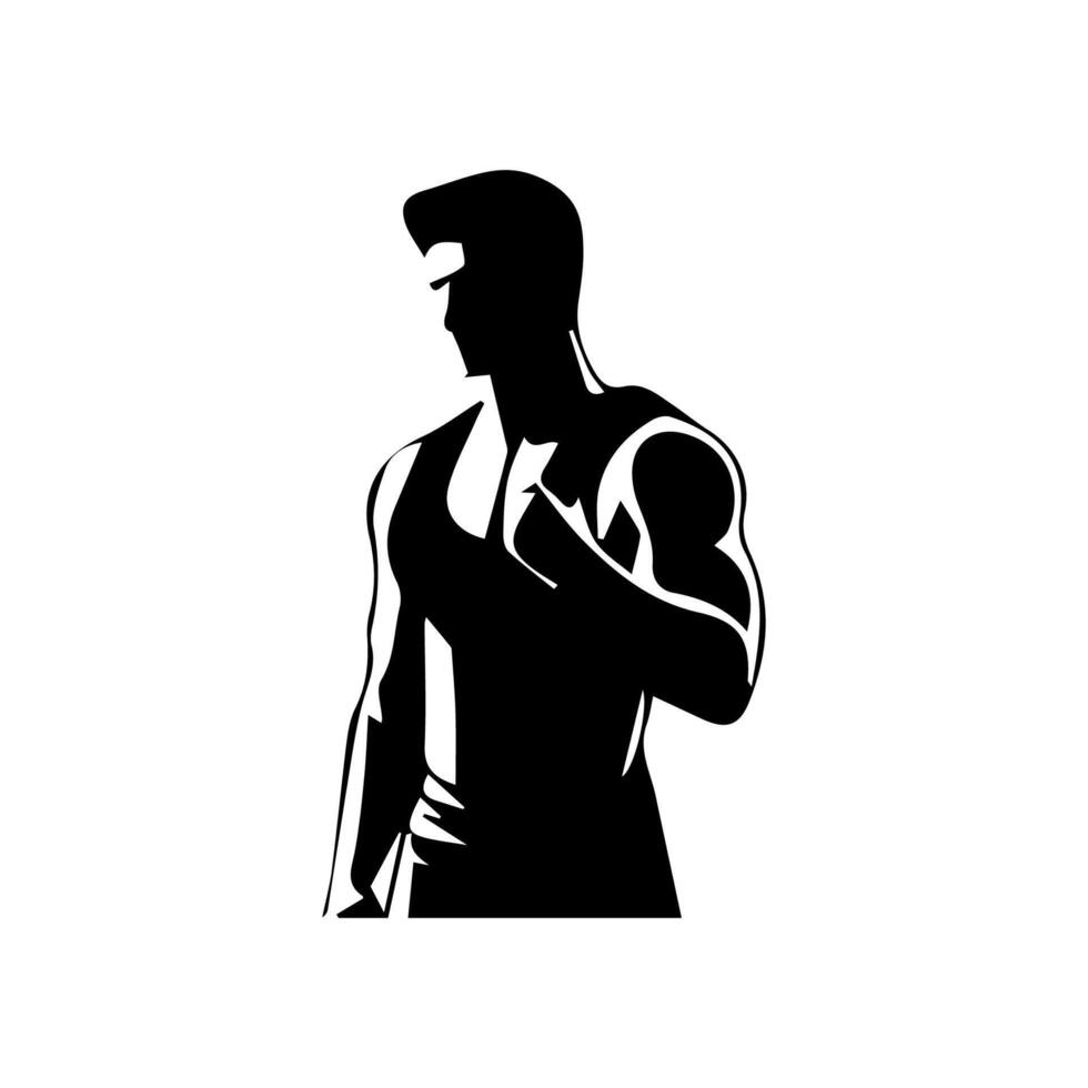 Powerful man graphic icons. Human body signs isolated on white background. Bodybuilding and fitness symbol vector
