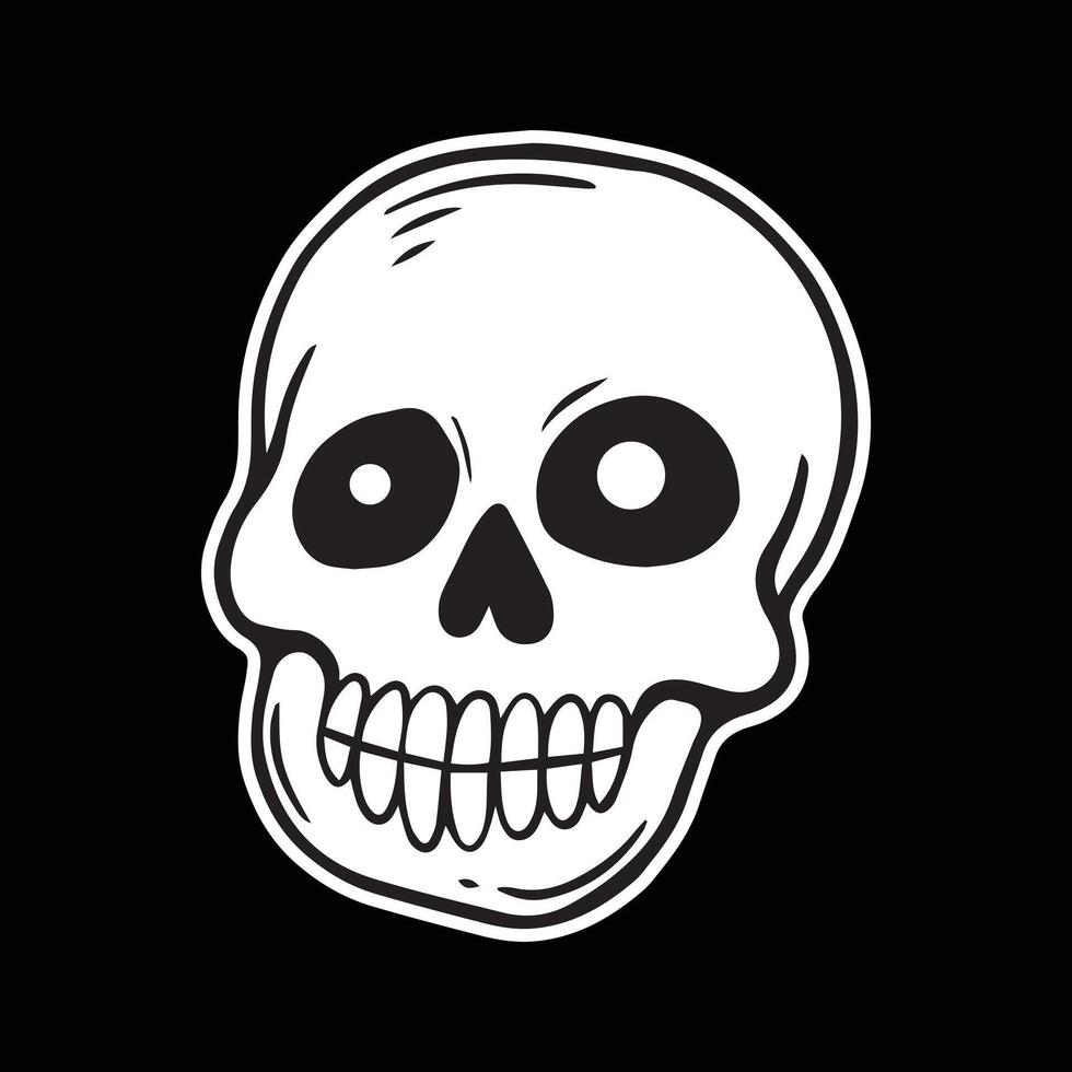 skull art illustration hand drawn black and white vector