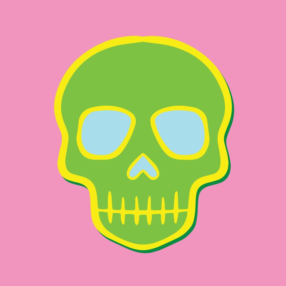 colorfull skull art hand drawn cartoon illustration vector