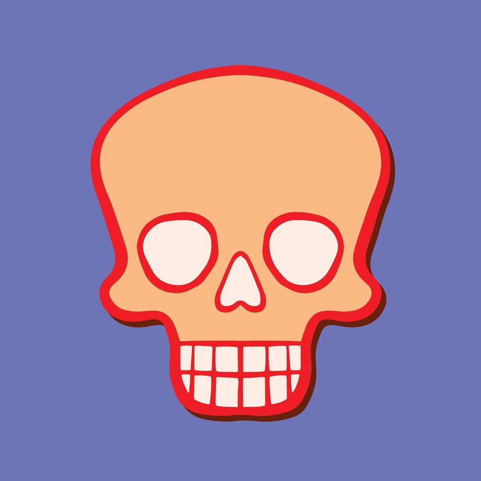 colorfull skull art hand drawn cartoon illustration vector