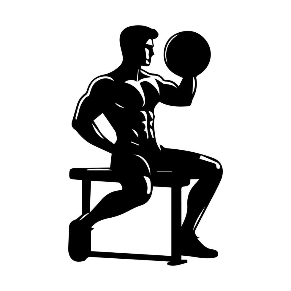 Powerful man graphic icons. Human body signs isolated on white background. Bodybuilding and fitness symbol vector