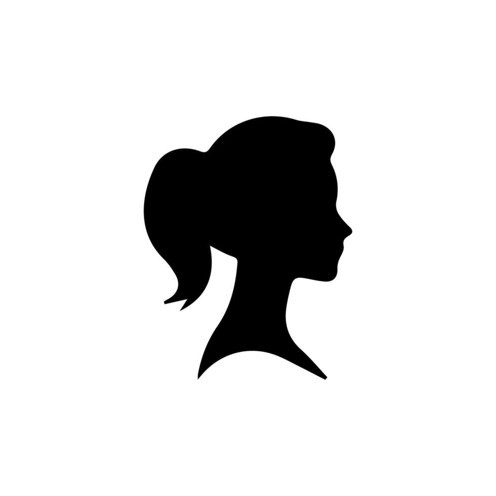 Hair Style Woman Silhouette, Beauty face girl silhouette logo vector