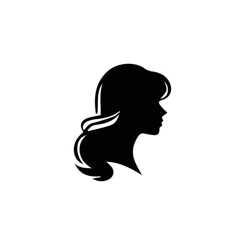 Hair Style Woman Silhouette, Beauty face girl silhouette logo vector