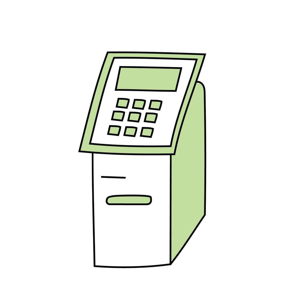 ATM doodle. Isolated on white background vector