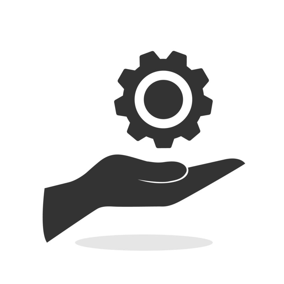 Gear on palm hand icon isolated illustration. vector