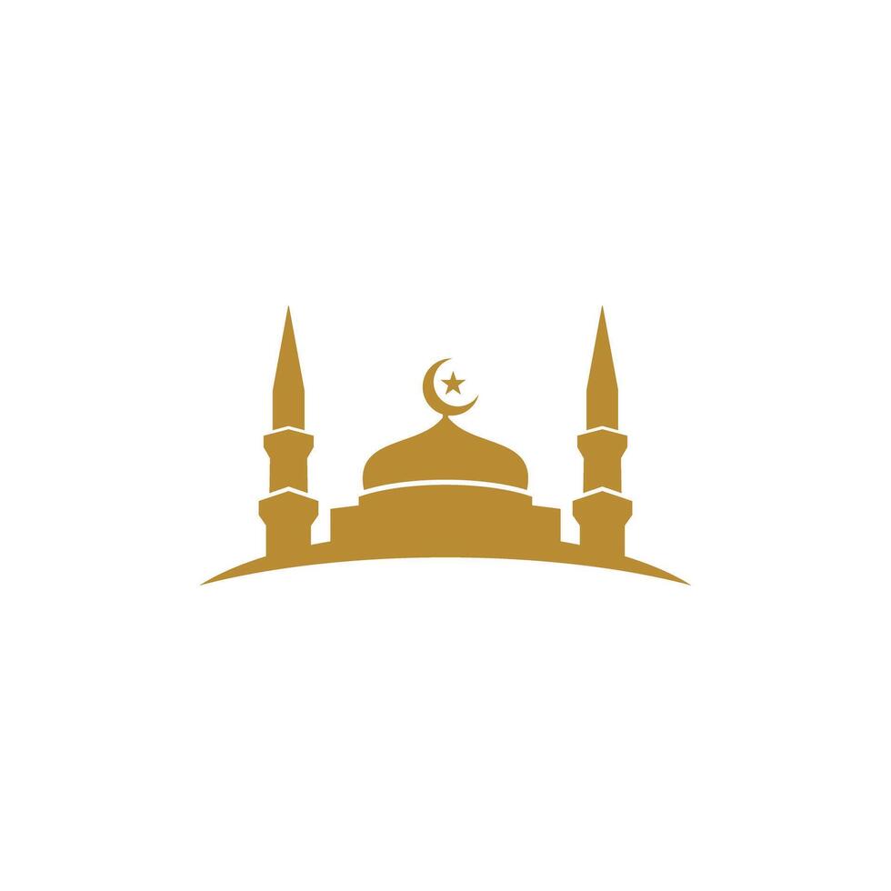 Luxury gold mosque logo design vector