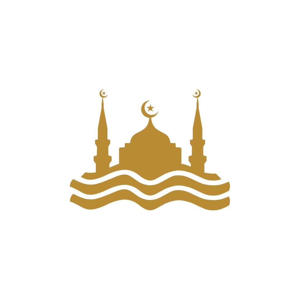 Luxury gold mosque logo design vector
