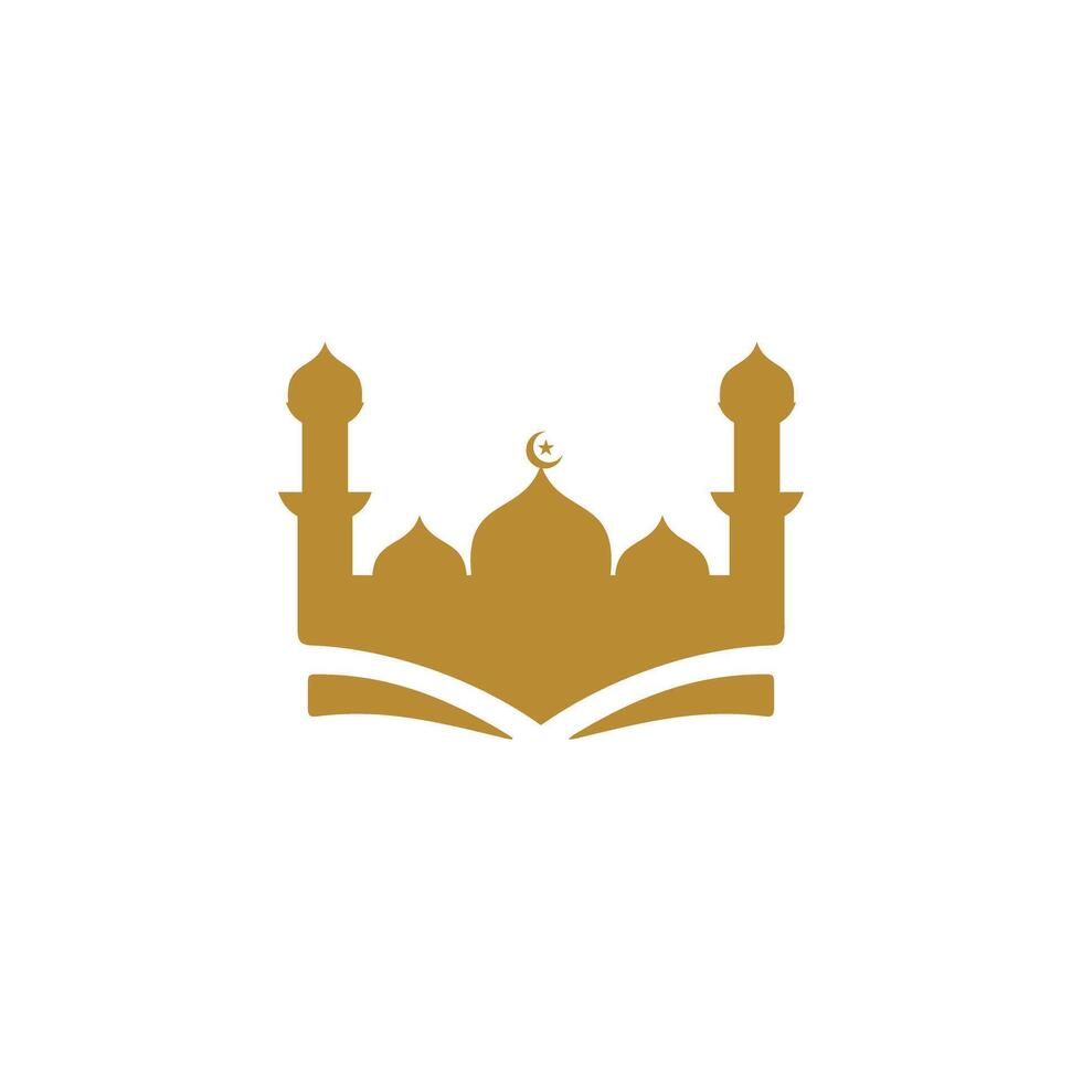Luxury gold mosque logo design vector