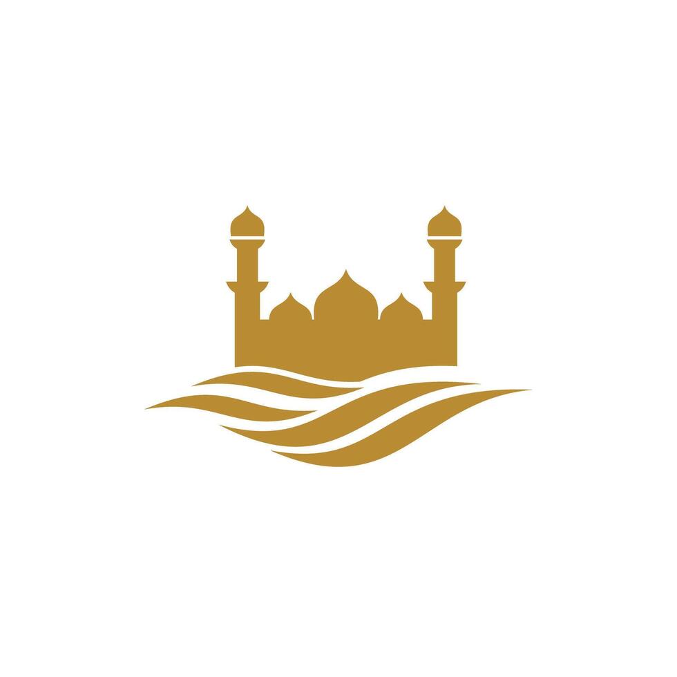 Luxury gold mosque logo design vector