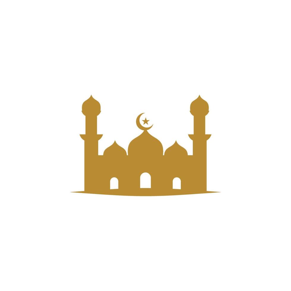 Luxury gold mosque logo design vector