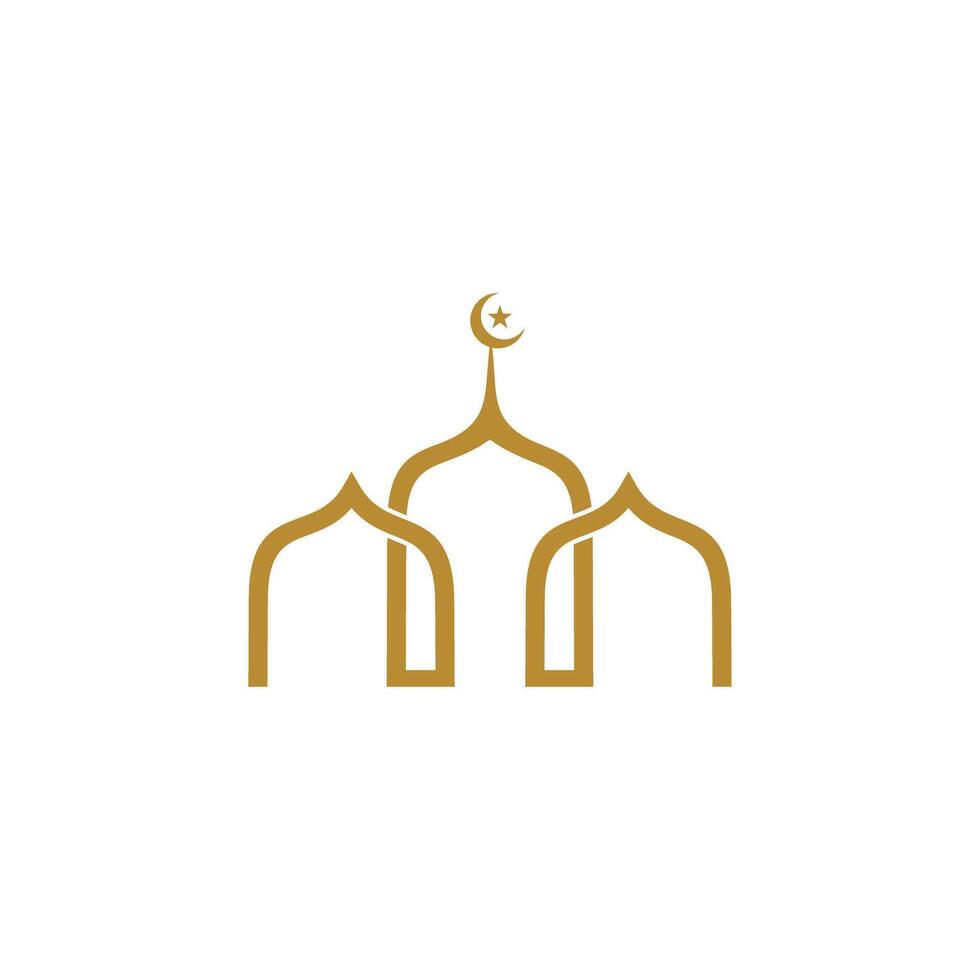 Luxury gold mosque logo design vector