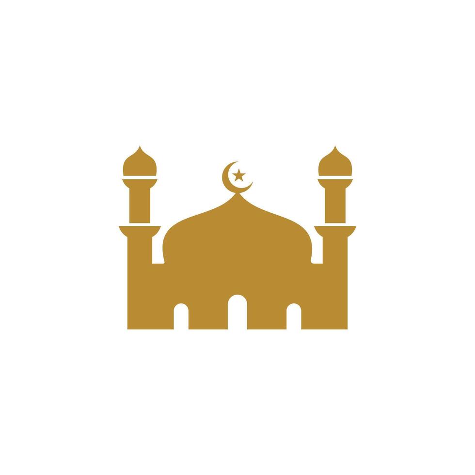 Luxury gold mosque logo design vector