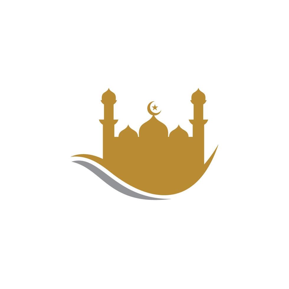 Luxury gold mosque logo design vector