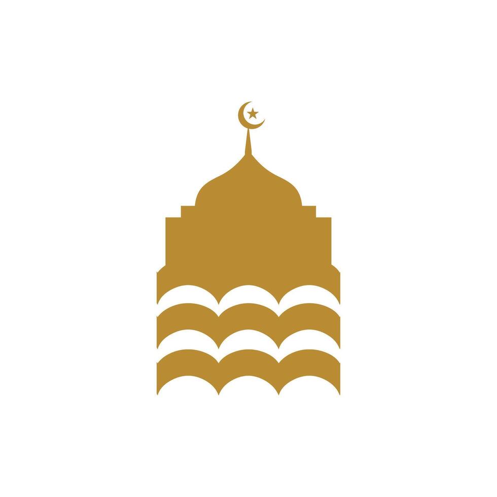 Luxury gold mosque logo design vector