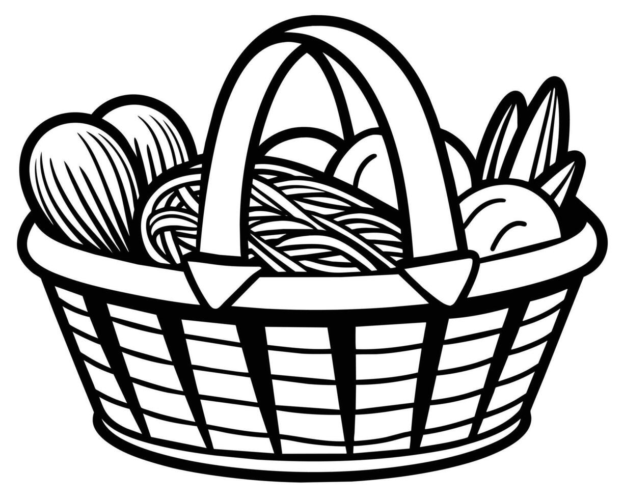 Big wicker basket with fruit image vector