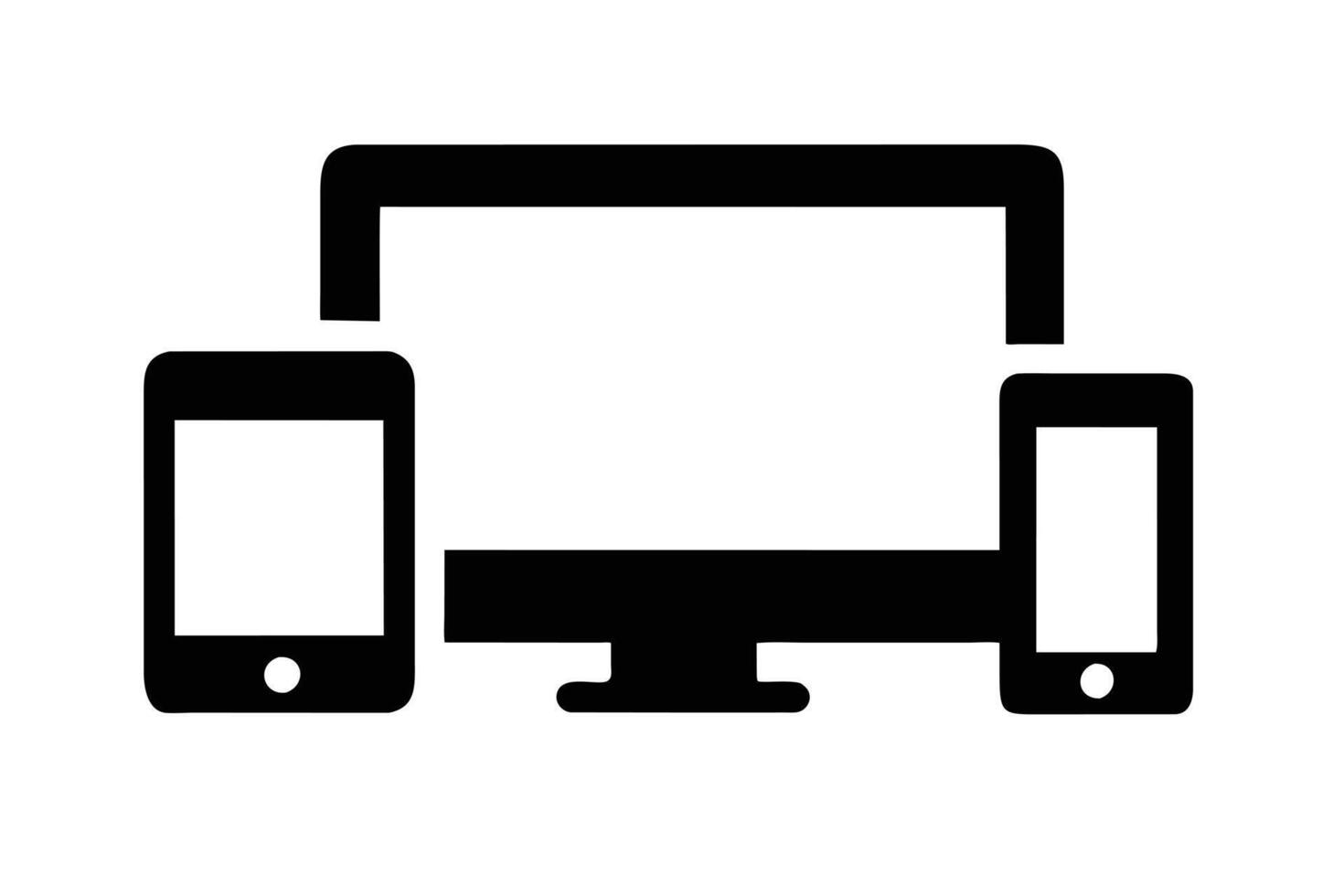 Simple illustration laptop and mobile phone vector
