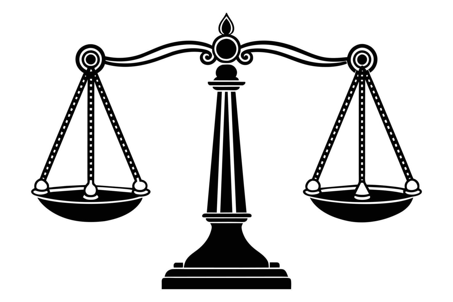 Balance scale isolated on white background Black silhouette vector