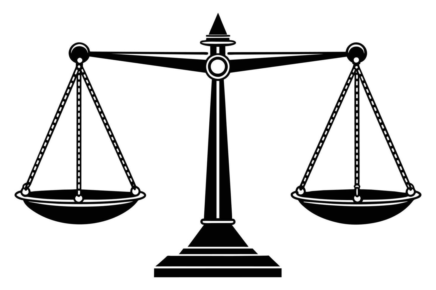 Balance scale isolated on white background Black silhouette vector