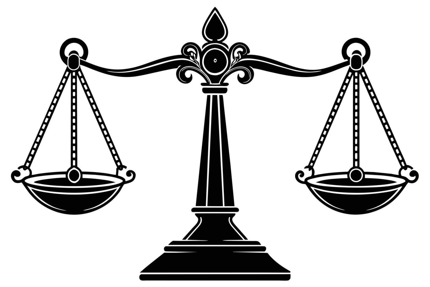 Balance scale isolated on white background Black silhouette vector