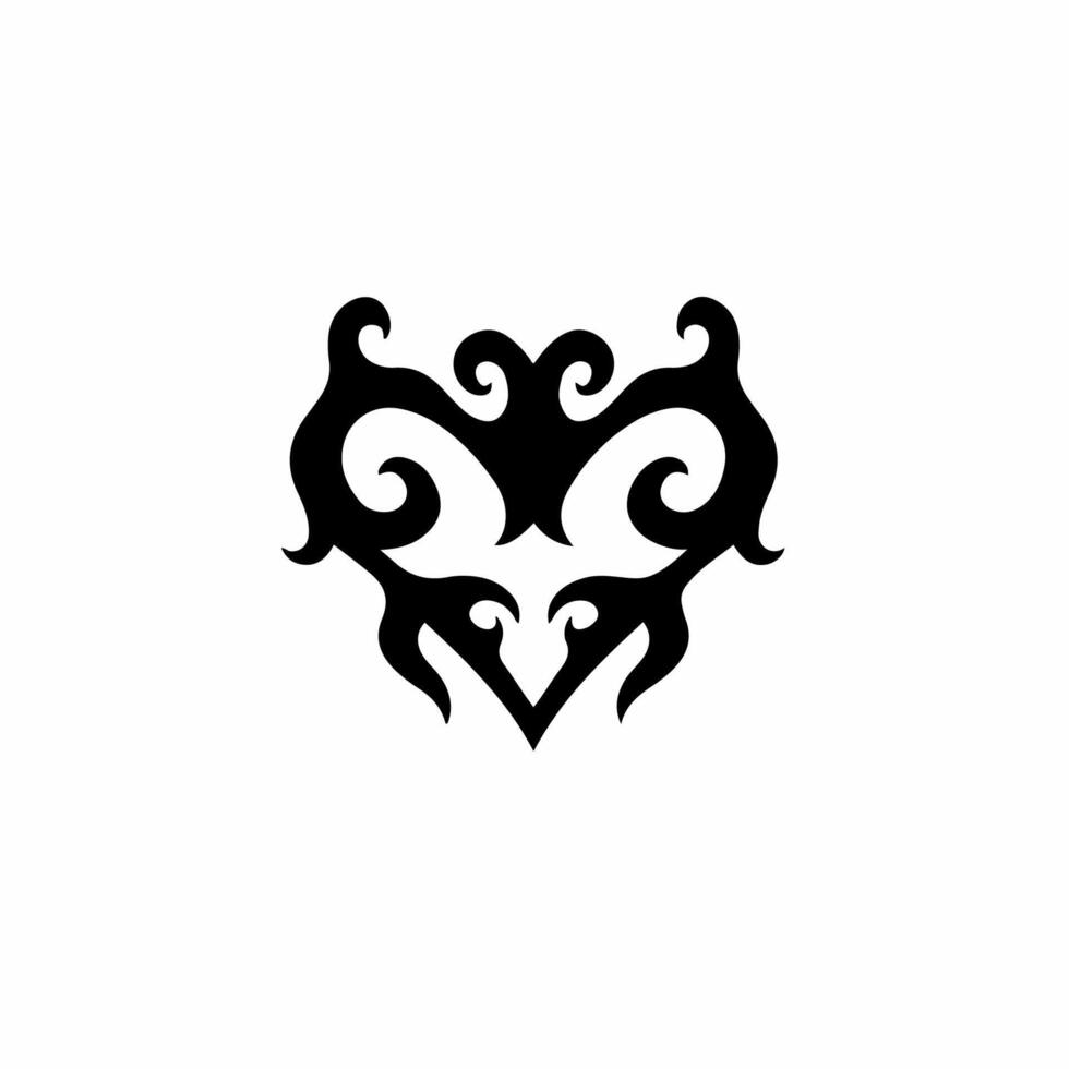 Love Heart Tribal Symbol Logo. Tribal Tattoo Design. Stencil Decal Illustration vector