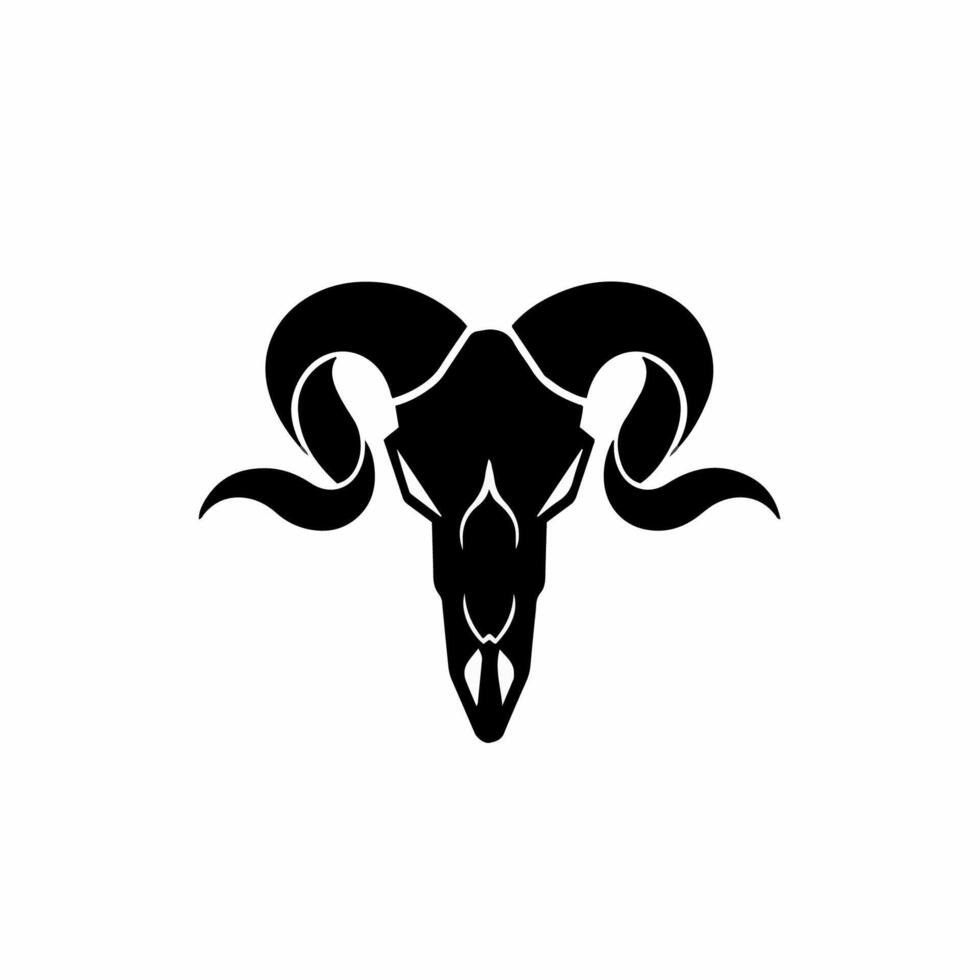 Ram Skull Logo. Tattoo Design. Stencil Decal Illustration vector