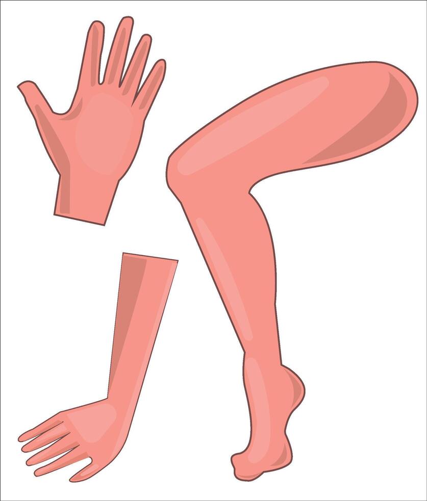 Arm, leg, tongue, mouth, nose, hand, human body parts illustration vector