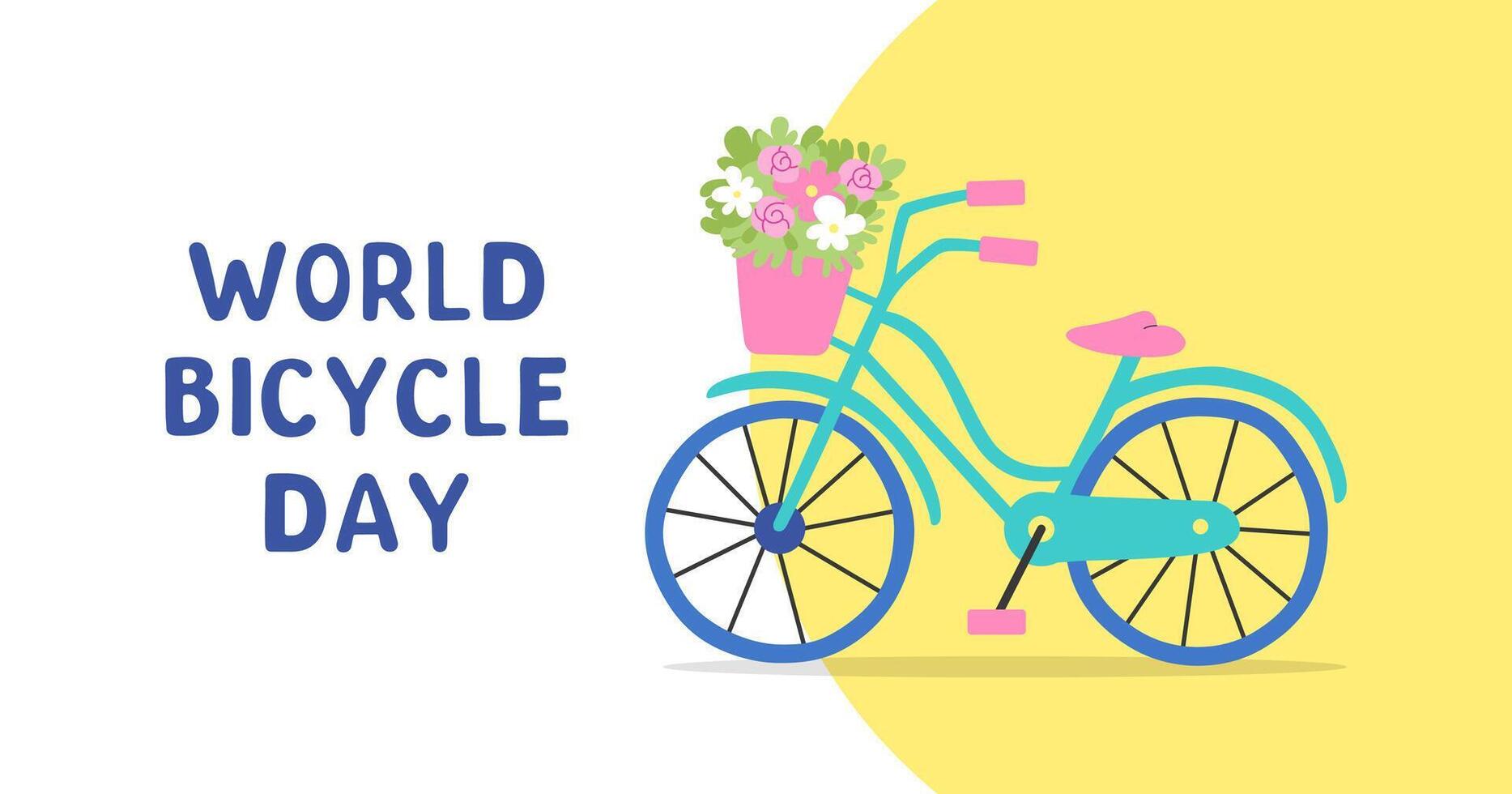 World Bicycle Day 3 June banner. Celebration Background with bike. Can be used for banner, poster, summer background and wallpaper. flat illustration. vector