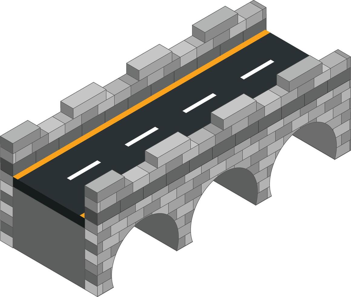 Brick Bridge with Asphalt Road vector