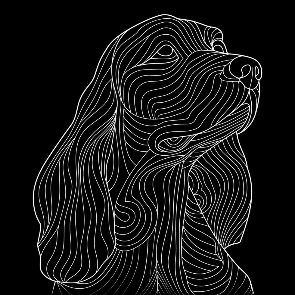 Dog Abstract Black and White Line Art vector