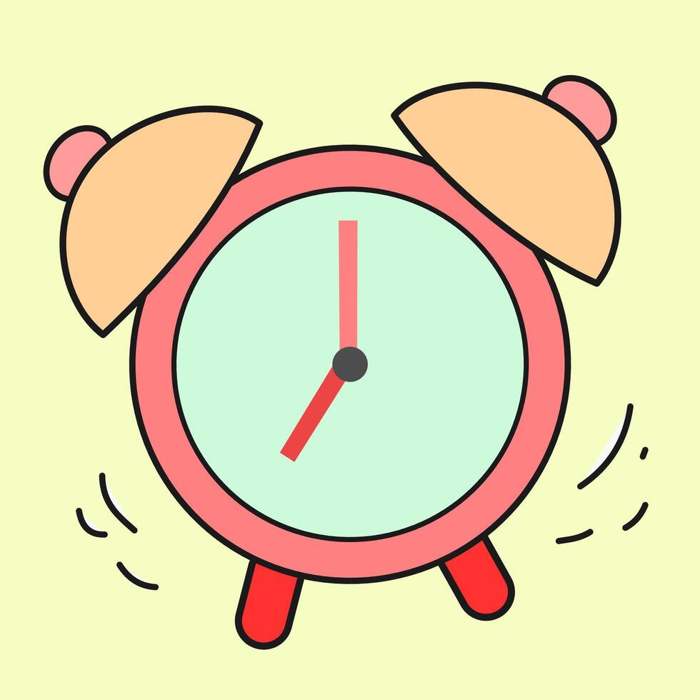 a red alarm clock cartoon vector