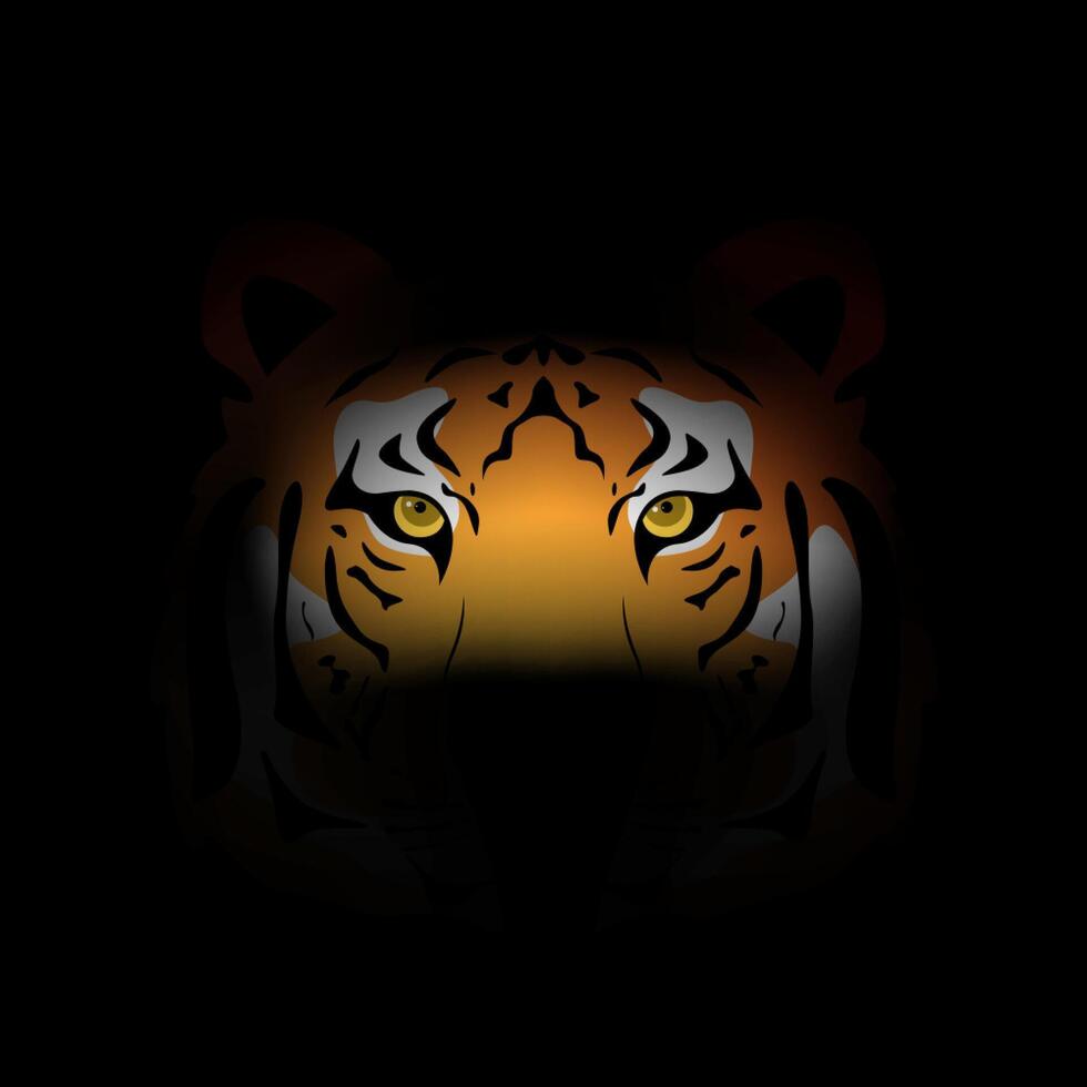 Tiger eyes on dark background. vector