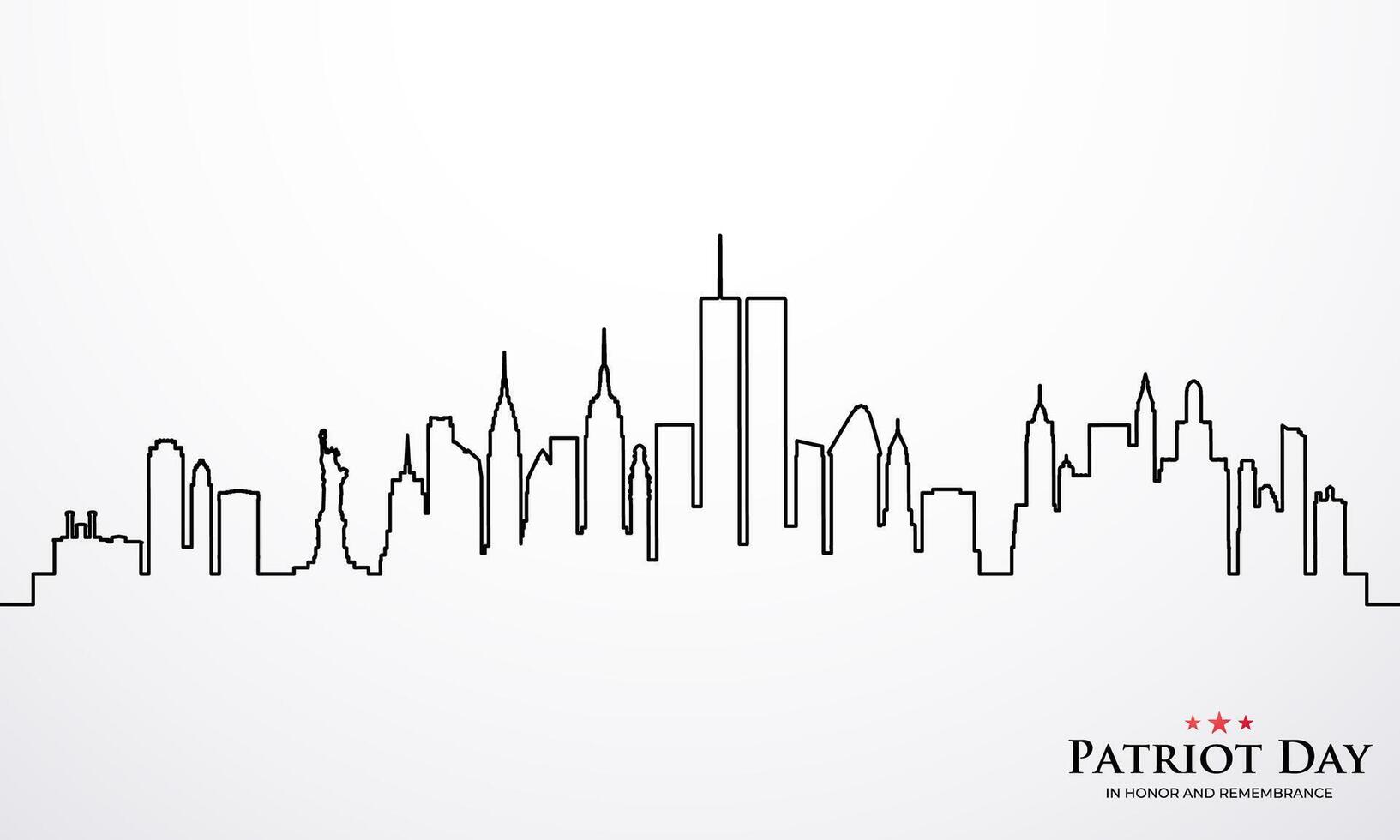New York City Skyline One line style. vector