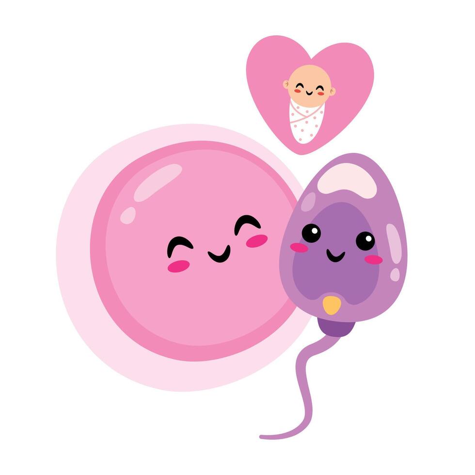 Cartoon Sperm And Ovum Characters vector
