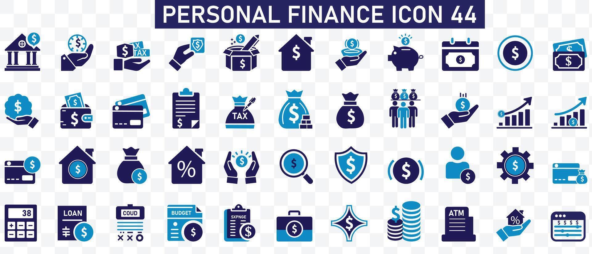 Personal finance icon set. vector