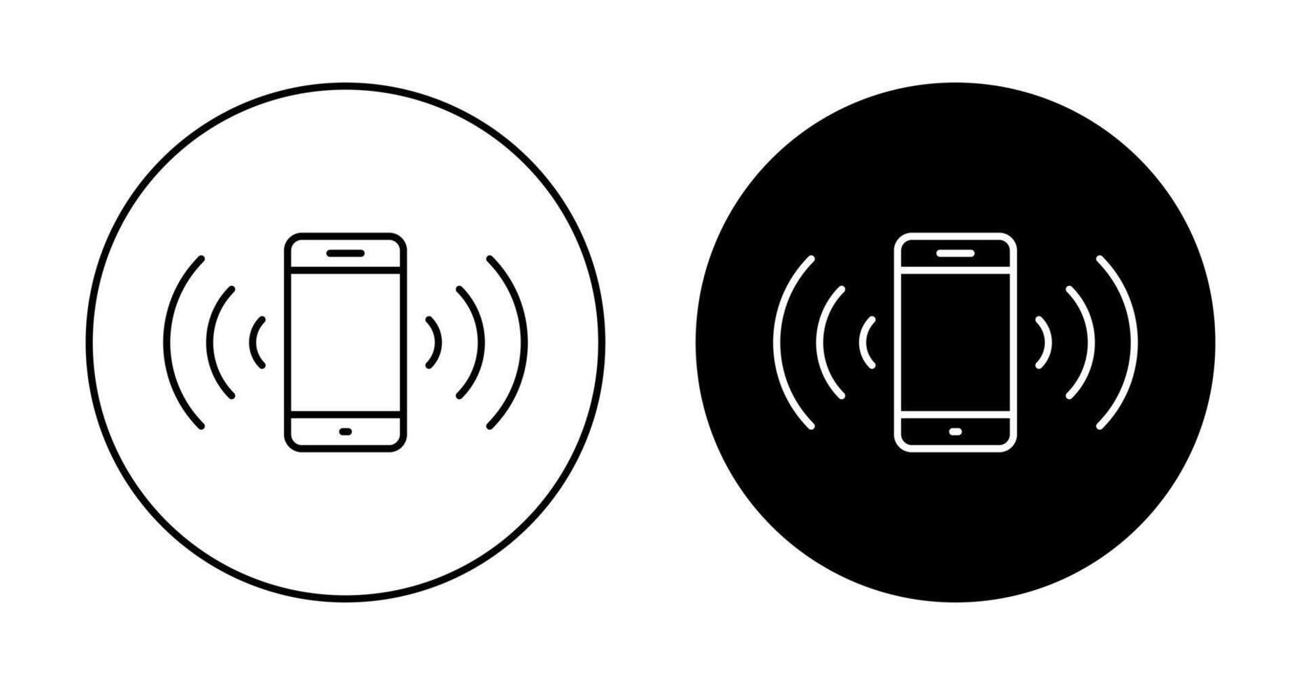 Phone with signal icon on black circle. Vibrating smartphone concept vector