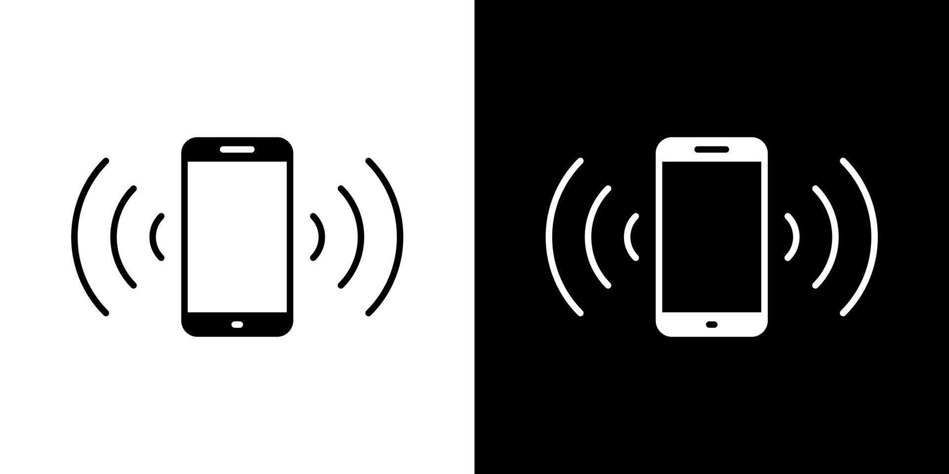 Phone with signal wave icon. Cellphone vibrate concept vector