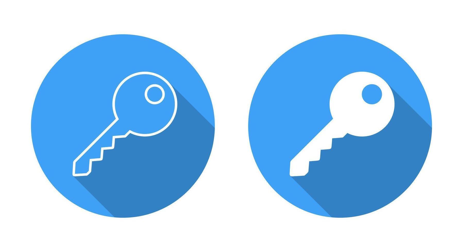 Key icon with long shadow. Keys in generic style vector