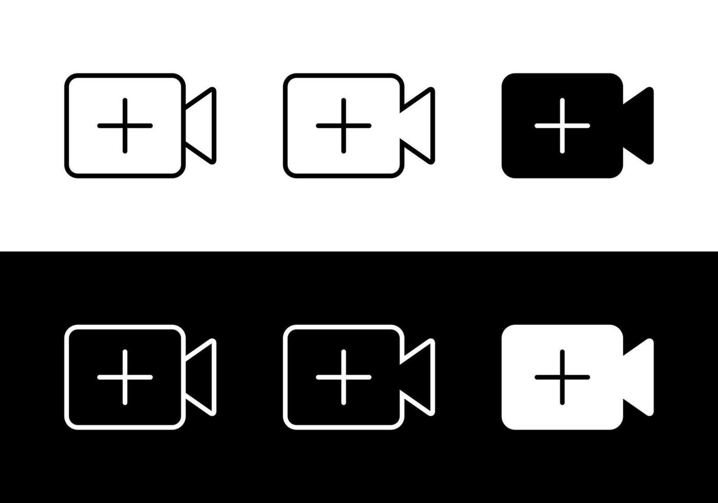 Add icon set in generic style. Camera and plus symbol. Upload content button vector