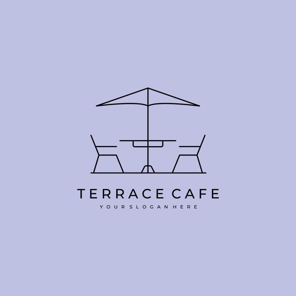 terrace cafe logo icon line art minimalist illustration design vector