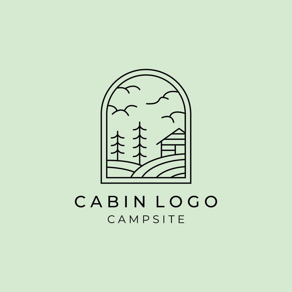 wooden cabin line art logo illustration design, outdoor minimalist logo design vector